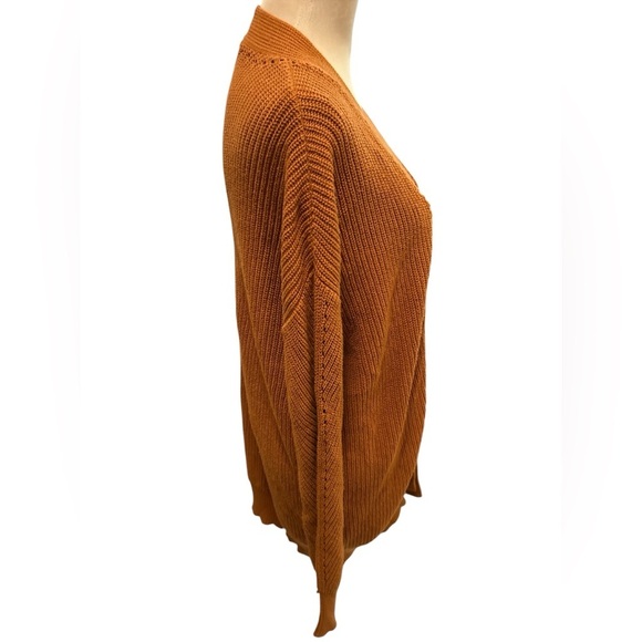 BP. Cozy Long Knit Sweater Cardigan Duster Womens Medium Orange Rust Fall Winter - Picture 2 of 8